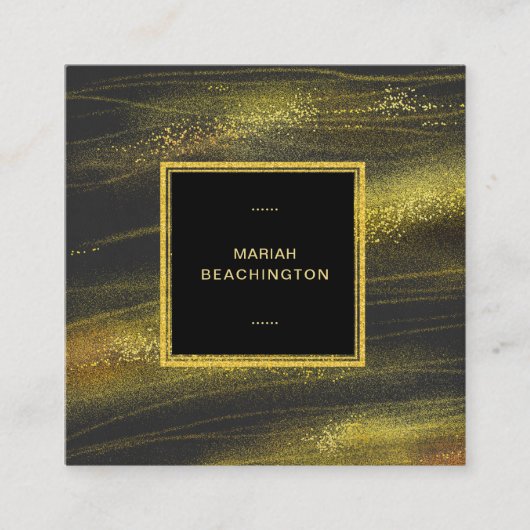 *~*の抽象的ではっきりしたな金ゴールド塵および黒の刺激 スクエア名刺 (正面)