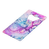 *~*の抽象的でモダンなピンクのすみれ色の紫色の水彩画 クレジットカード栓抜き (裏面アングル)