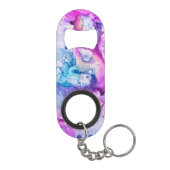 *~*の抽象的でモダンな水彩画のピンクのすみれ色の紫色 キーホルダー栓抜き (裏面)