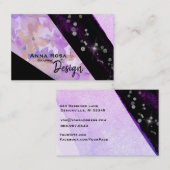 *~*の抽象的でモダンな花のグリッターの幾何学的な黒 名刺 (正面/裏面)