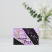 *~*の抽象的でモダンな花のグリッターの幾何学的な黒 名刺 (スタンド正面)