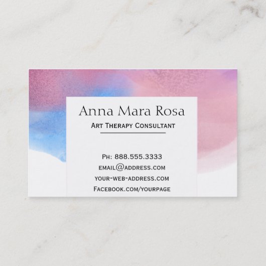 *~*の抽象的で芸術的なセラピーのフェミニンな水彩画 名刺 (裏面)