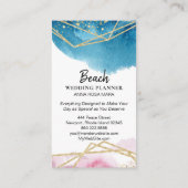 *~*の抽象的で青いピンクの金ゴールドのグリッターの多角形のビーチ 名刺 (裏面)