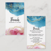 *~*の抽象的で青いピンクの金ゴールドのグリッターの多角形のビーチ 名刺 (正面/裏面)