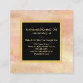 *~*の抽象的なパステル調のモモのピンクの金ゴールドのグリッターの塵 スクエア名刺 (裏面)