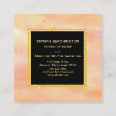 *~*の抽象的なパステル調のモモの金ゴールドの泡点 スクエア名刺 (裏面)