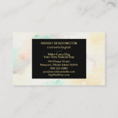 *~*の抽象的なパステル調の水彩画のグリッターの金ゴールドフレーム 名刺 (裏面)