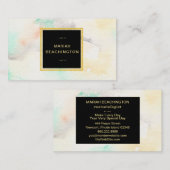 *~*の抽象的なパステル調の水彩画のグリッターの金ゴールドフレーム 名刺 (正面/裏面)