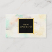 *~*の抽象的なパステル調の水彩画のグリッターの金ゴールドフレーム 名刺 (正面)