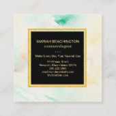 *~*の抽象的なパステル調の水彩画の金ゴールドのグリッターフレーム スクエア名刺 (裏面)