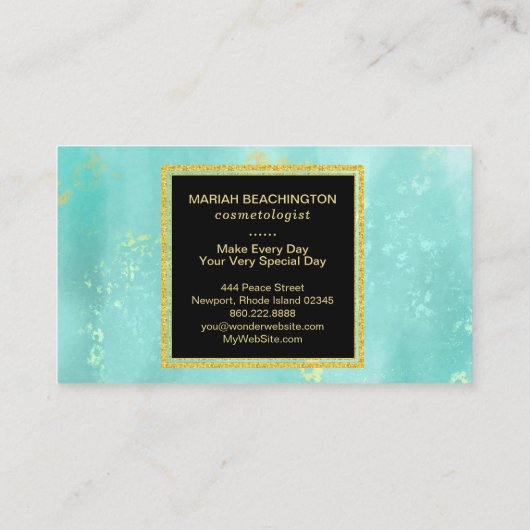 *~*の抽象的なパステル調の真新しい水の金ゴールドのグリッターの塵 名刺 (裏面)