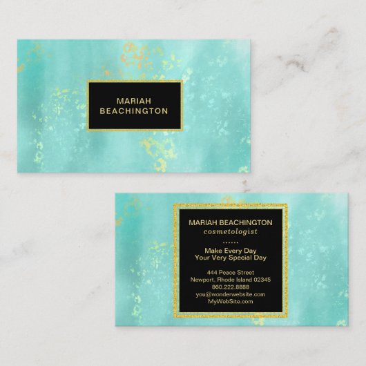 *~*の抽象的なパステル調の真新しい水の金ゴールドのグリッターの塵 名刺 (正面/裏面)