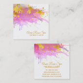 *~*の抽象的なピンクの水彩画の金ゴールドの豪華で魅力的なはっきりした スクエア名刺 (正面/裏面)