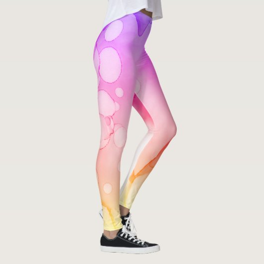 *~*の抽象的な水彩画のピンクのすみれ色のグラデーション レギンス (右)