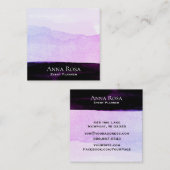 *~*の抽象的な水彩画の紫色の黒いラベンダーのピンク スクエア名刺 (正面/裏面)