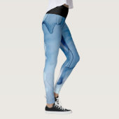 *~*の抽象的な水彩画の青の泡 レギンス (右)