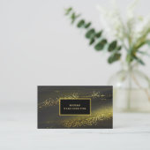 *~*の抽象的な金ゴールド塵の黒の金ゴールドのグリッター 名刺 (スタンド正面)