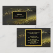 *~*の抽象的な金ゴールド塵の黒の金ゴールドのグリッター 名刺 (正面/裏面)