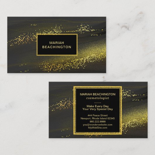 *~*の抽象的な金ゴールド塵の黒の金ゴールドのグリッター 名刺 (正面/裏面)