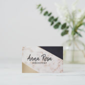 *~*の抽象芸術のばら色の金ゴールドホイルの幾何学的なブロック 名刺 (スタンド正面)