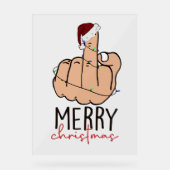 の指与え型サンタハットのクリスマス アクリルサイン (正面)