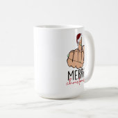 の指与え型サンタハットのクリスマス コーヒーマグカップ (正面右)