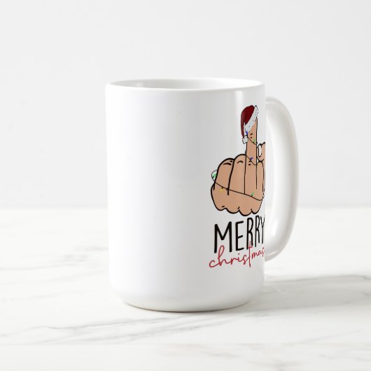 の指与え型サンタハットのクリスマス コーヒーマグカップ (正面右)