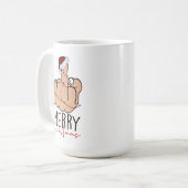 の指与え型サンタハットのクリスマス コーヒーマグカップ (正面左)