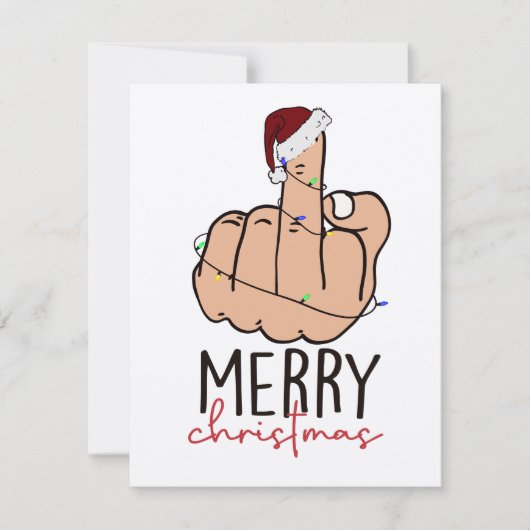 の指与え型サンタハットのクリスマス ノートカード (正面)