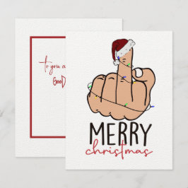 の指与え型サンタハットのクリスマス ノートカード