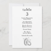 の描リング結婚表の番号の座席表 招待状 (裏面)