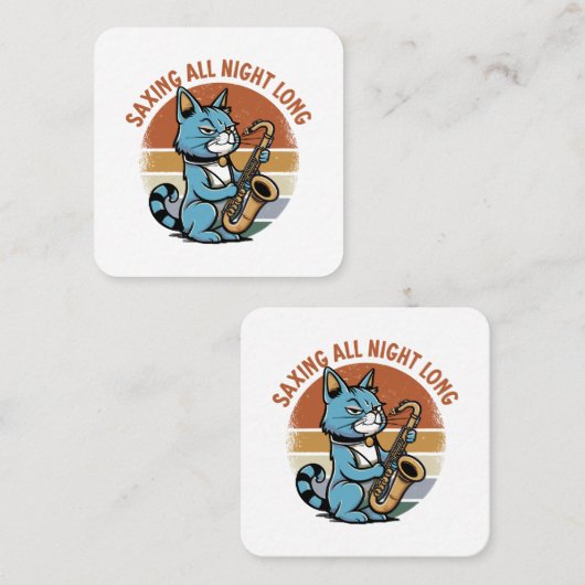 の救一晩中続く – サックスの選手のために スクエア名刺 (正面/裏面)