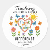 の教えハートと差分先生 ラウンドシール (正面)