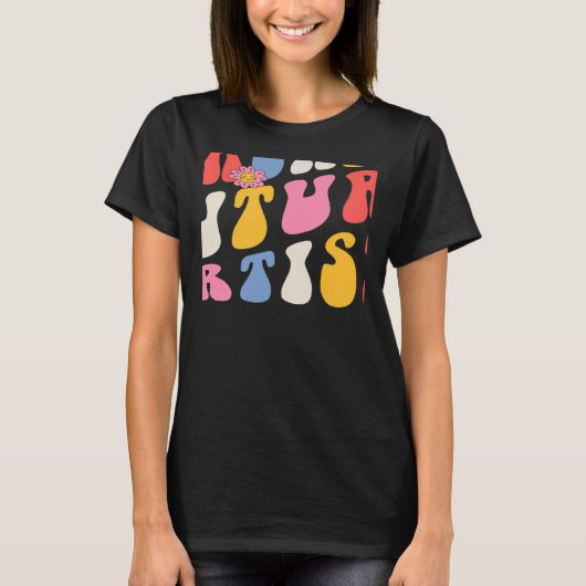 の教え未来のアーティストGroovyレトロバックSchoo Tシャツ (正面)