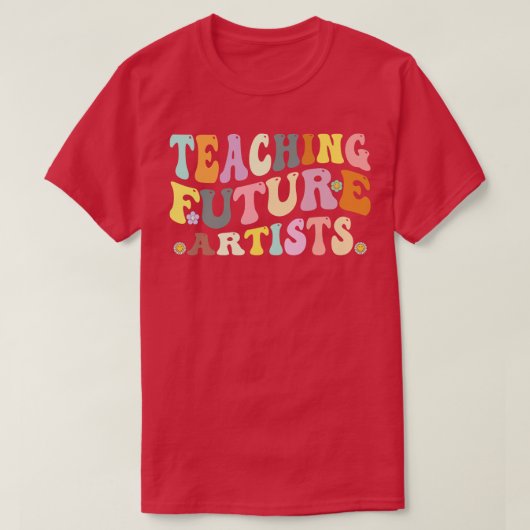 の教え未来アーティストレトロ先生学生 Tシャツ (デザイン正面)