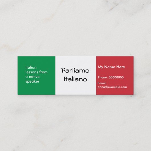 の教え言イタリアン語 – のカー広告ド スキニー名刺 (正面)