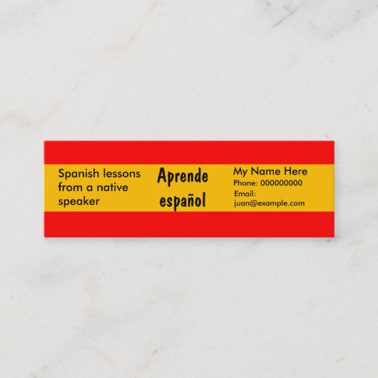 の教え言スペインの語 – のカー広告ド スキニー名刺 (正面)