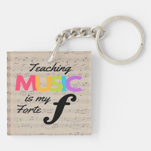 の教え音楽は僕の得意の音楽先生ユーモア キーホルダー (裏面)
