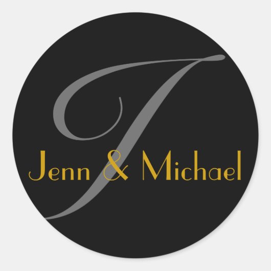 の新婦結婚名モノグラムI金ゴールドシール ラウンドシール (正面)