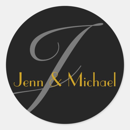 の新婦結婚名モノグラムJ金ゴールドシール ラウンドシール (正面)