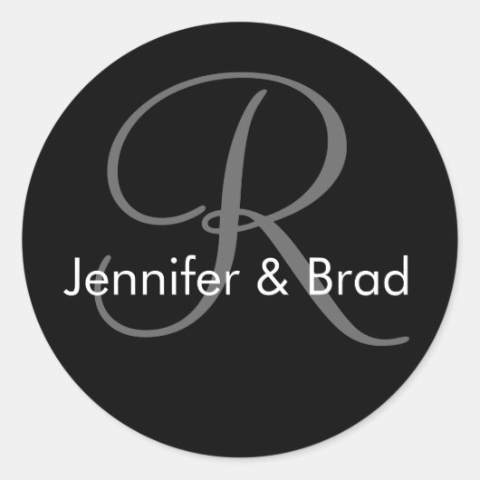 の新婦結婚名モノグラムRステッカー ラウンドシール (正面)