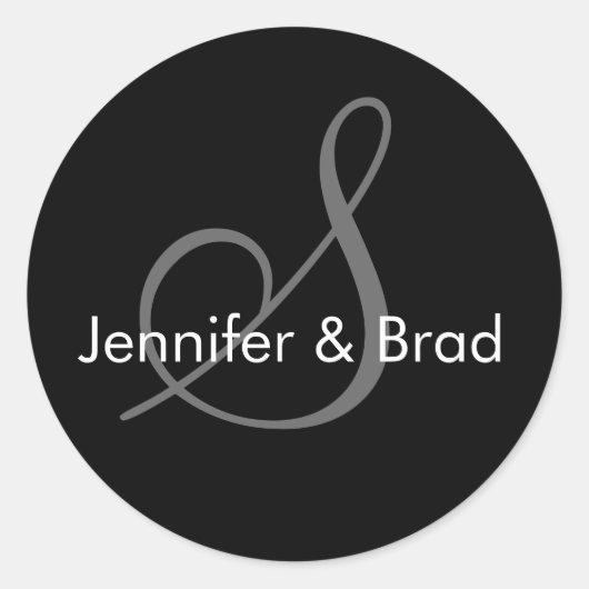 の新婦結婚名モノグラムSステッカー ラウンドシール (正面)