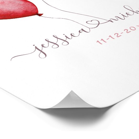 の新祝婚は風船の名前と日付を愛する ポスター (角)