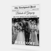 の新聞結婚おもしろい白黒フォトウェルカム アクリルサイン (傾斜)