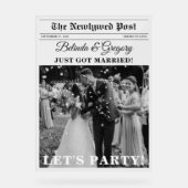 の新聞結婚おもしろい白黒フォトウェルカム アクリルサイン (正面)