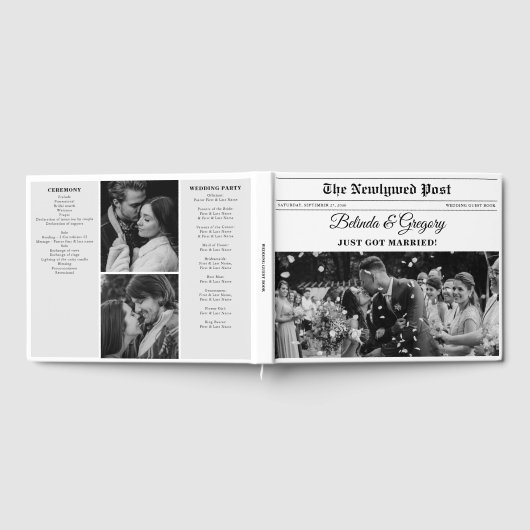 の新聞結婚おもしろい白黒フォトキープサケ ゲストブック (全面)