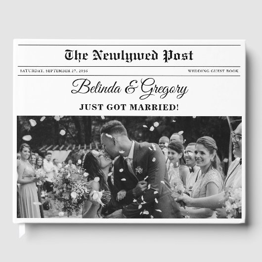 の新聞結婚おもしろい白黒フォトキープサケ ゲストブック (正面)
