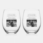 の新聞結婚おもしろい白黒フォトキープサケ ステムなしワイングラス (裏面)
