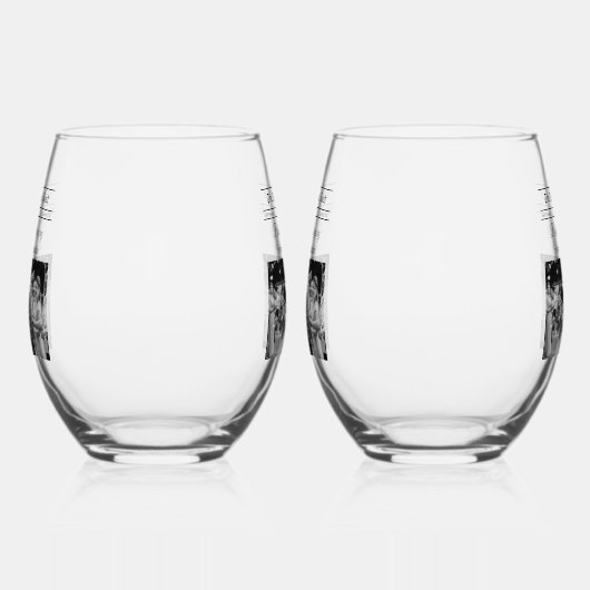 の新聞結婚おもしろい白黒フォトキープサケ ステムなしワイングラス (左)