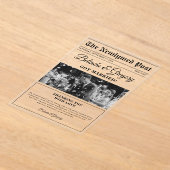 の新聞結婚おもしろい白黒写真ありがとう アクリル招待状 (レイダウン)